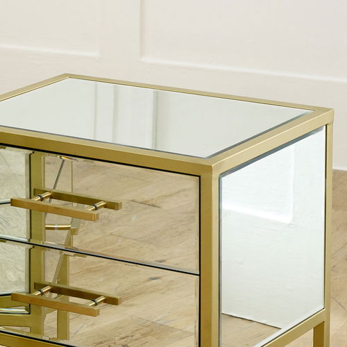 Pair of Gold Mirrored Bedside / Occasional Tables - Venus Range