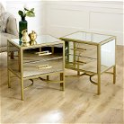 Pair of Gold Mirrored Bedside / Occasional Tables - Venus Range