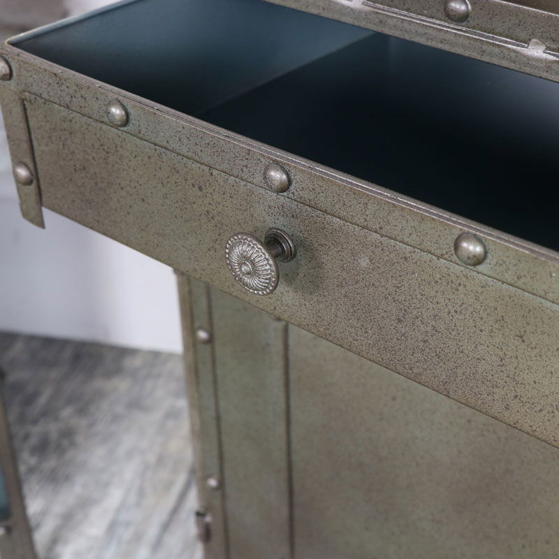 Pair of Industrial Style Metal Bedside