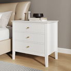 Pair Of Large 3 Drawer Bedside Table - Hales White Range
