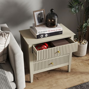 Pair Of Large 3 Drawer Bedside Tables - Hales Taupe Range
