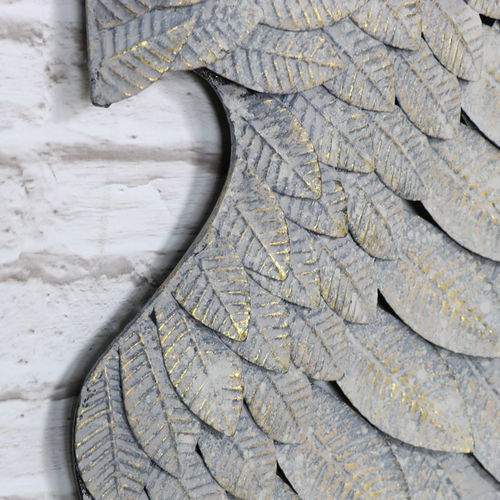 Pair of Large Grey Feather Effect Angel Wings 48cm x 110cm