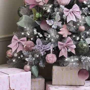 Pair of Lilac Glitter Butterfly Christmas Decoration Clips