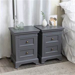 Pair of Midnight Grey Two Drawer Bedside Tables - Daventry Midnight Grey Range
