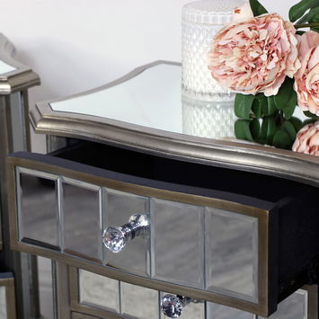 Pair of Mirrored Bedside Tables - Tiffany Range