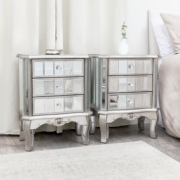 Pair of Mirrored Bedside Tables - Tiffany Range