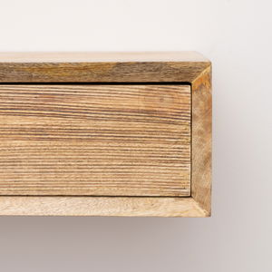 Pair of Natural Wood Textured Wall Mounted Bedside Tables