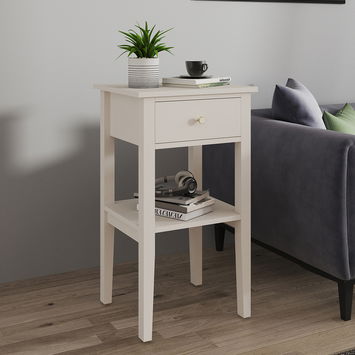 Pair of One Drawer Bedside Table - Abbey Pale Ivory Range