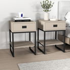 Pair of One Drawer Bedside Table - Elle Black Stone Range