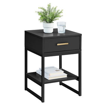 Pair of One Drawer Bedside Table - Luna Black Range