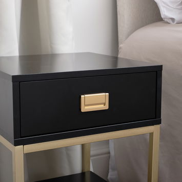 Pair of One Drawer Bedside Tables - Elle Black Range