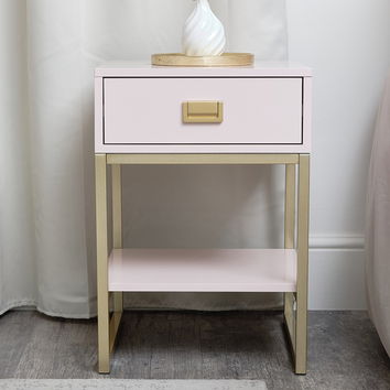 Pair of One Drawer Bedside Tables - Elle Pink Range