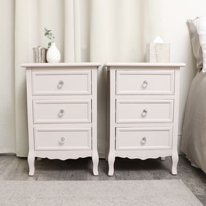 Pair of Taupe-Pink 3 Drawer Bedside Tables - Victoria Taupe-Pink Range - Seconds - Colour Mismatch