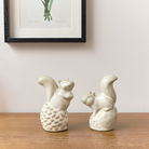 Pair Of Porcelain Decorative Squirrel Ornaments - 11.5cm