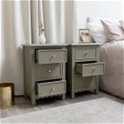 Pair of Scalloped 3 Drawer Bedside Tables - Staunton Taupe Range