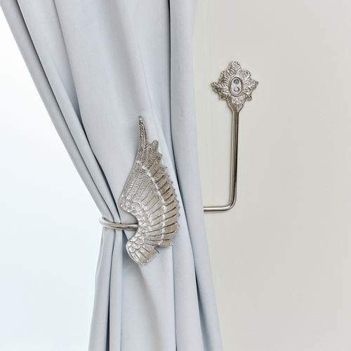 Pair of Silver Angel Wing Curtain Tie Backs 