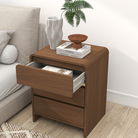 Pair of Walnut Brown 3 Drawer Bedside Chest - Meridian Walnut Range