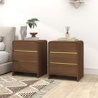Pair of Walnut Brown 3 Drawer Bedside Chest - Meridian Walnut Range