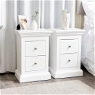 Pair of White 2 Drawer Bedside Tables - Slimline Haxey White Range