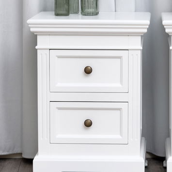 Pair of White Two Drawer Bedside Tables - Daventry White Range