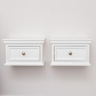 Pair Of White Wall Mounted Bedside Tables - Daventry White Range