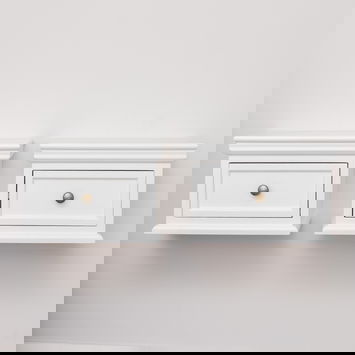 Pair Of White Wall Mounted Bedside Tables - Daventry White Range