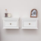 Pair Of White Wall Mounted Bedside Tables - Daventry White Range