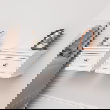 Pair Of White Wall Mounted Bedside Tables - Daventry White Range