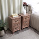 Pair of Wooden 3 Drawer Bedside Tables - Hessian Range