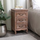 Pair of Wooden 3 Drawer Bedside Tables - Hessian Range