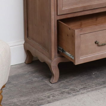 Pair of Solid Wood 3 Drawer Bedside Tables - Hessian Range