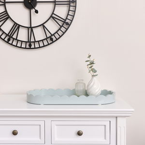 Pale Blue Oblong Scalloped Tray - 50cm