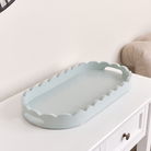 Pale Blue Oblong Scalloped Tray - 50cm