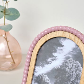 Pale Pink Arched Bobble Portrait Photo Frame - 4 x 6