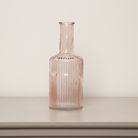 Pale Pink Ribbed Glass Bottle Vase - 20cm