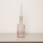 Pale Pink Ribbed Glass Bottle Vase - 20cm