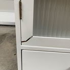 Pale Taupe Reeded Glass Wall Cabinet with Drawers