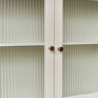 Pale Taupe Reeded Glass Wall Cabinet with Drawers