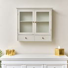 Pale Taupe Reeded Glass Wall Cabinet with Drawers