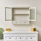 Pale Taupe Reeded Glass Wall Cabinet with Drawers