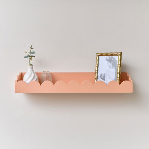 Large Peach Scalloped Wall Storage Shelf - 61cm