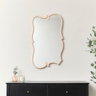 Large Light Peach Vintage Asymmetrical Shaped Wall Mirror - 84cm x 53cm