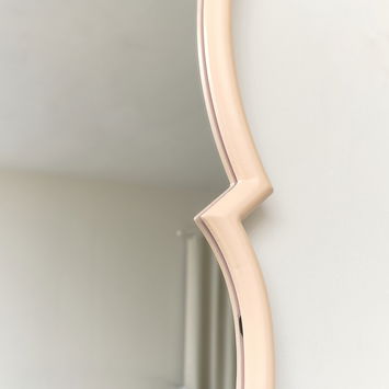 Large Light Peach Vintage Asymmetrical Shaped Wall Mirror - 84cm x 53cm