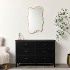 Large Light Peach Vintage Asymmetrical Shaped Wall Mirror - 84cm x 53cm