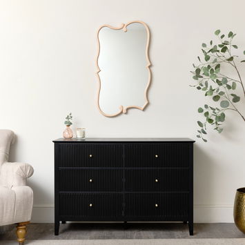 Large Light Peach Vintage Asymmetrical Shaped Wall Mirror - 84cm x 53cm