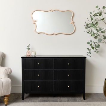 Large Light Peach Vintage Asymmetrical Shaped Wall Mirror - 84cm x 53cm