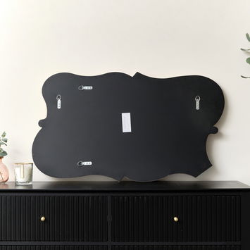 Large Light Peach Vintage Asymmetrical Shaped Wall Mirror - 84cm x 53cm