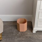 Peach Wooden Octagonal Edge Waste Paper Bin