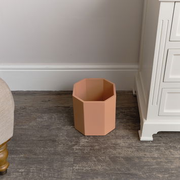Peach Wooden Octagonal Edge Waste Paper Bin