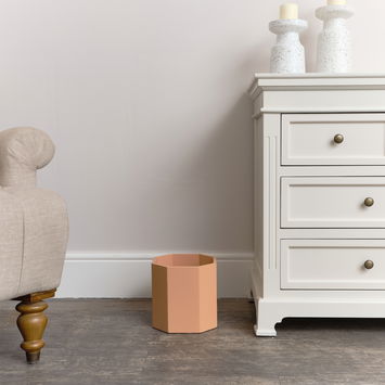 Peach Wooden Octagonal Edge Waste Paper Bin